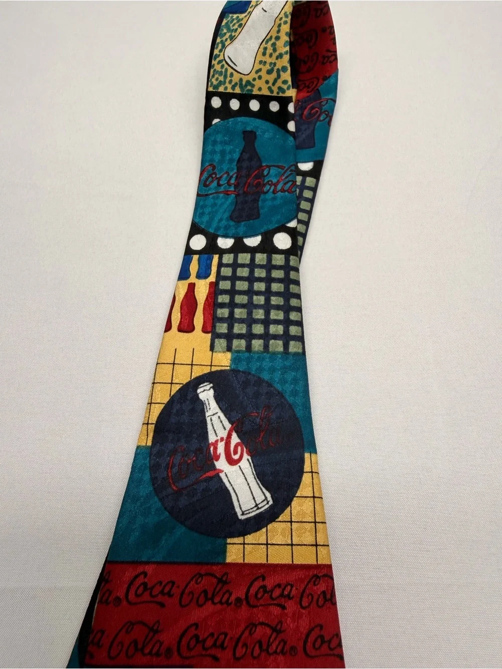 Vintage 90’s Coca-Cola Novelty Necktie Logo Bottle Print Made in USA